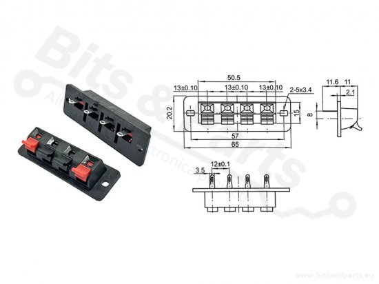 Luidspreker Chassis / Terminal rechthoekig dubbel